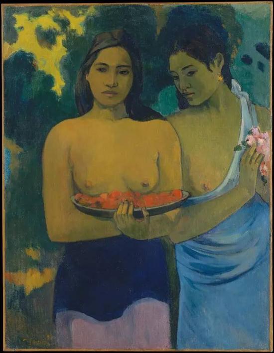 保罗·高更，《两个塔希提女人》，1899布面油画94×72.4cm现藏于大都会博物馆